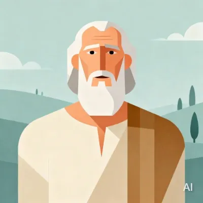 Illustration of Abraham, a bearded man in ancient robes, representing the father of faith