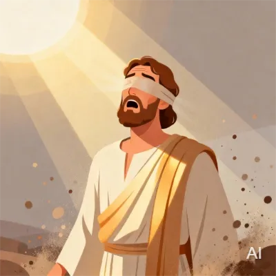 Illustration of Saul shocked and being blinded by a bright light